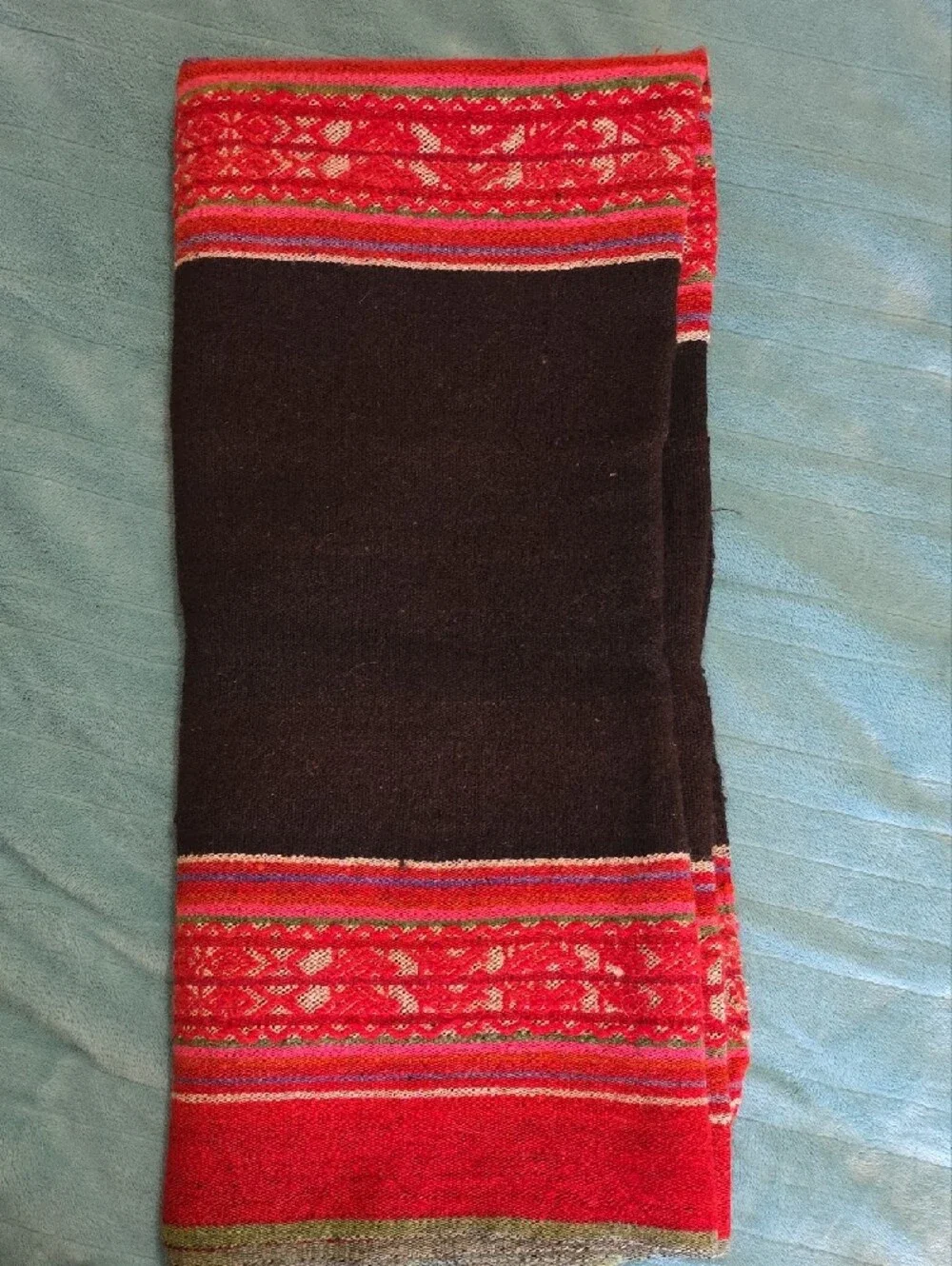 Handwoven Black Blanket with Red Striped Pattern - Picture 5 of 5